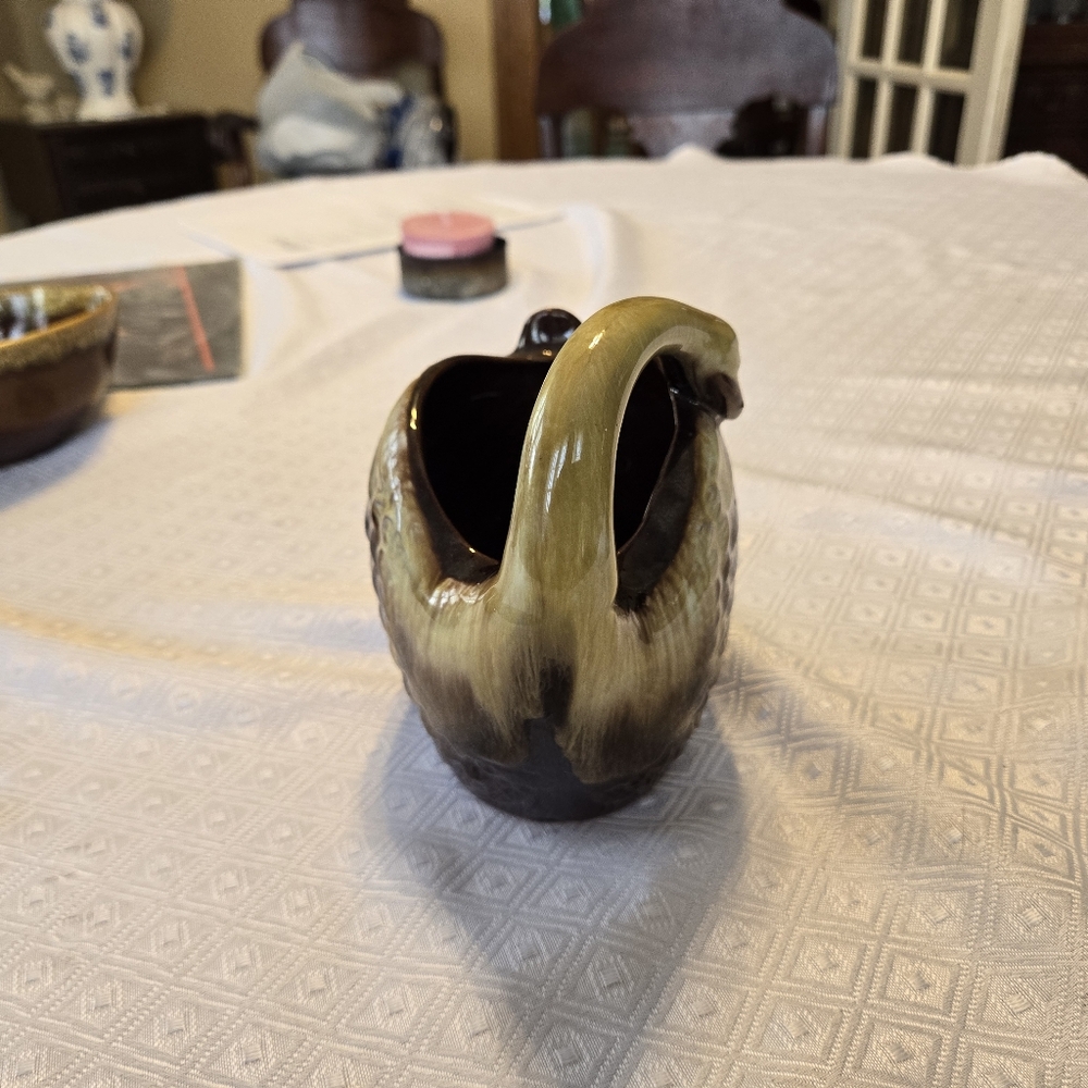 Beautiful Norcrest swan bowl flower vase brown and cream E789 never used - Picture 4 of 12